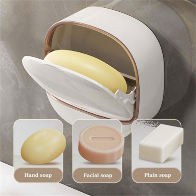 Picture of Soap Holder With Lid Drain Soap Box Punch-Free Flip-Top Soap Dish Creative Waterproof Storage Rack Bathroom Accessories - NR Mart-2024 - Multicolor