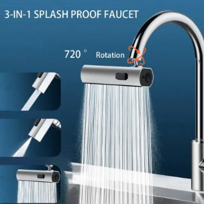 Picture of 360 ° Rotatable Waterfall Faucet Extension Adapter, Bubbler, Anti Splash Filter, 3Modes, Kitchen Sink Faucet, Bathroom Washbasin - NR Mart-2024 - Multicolor