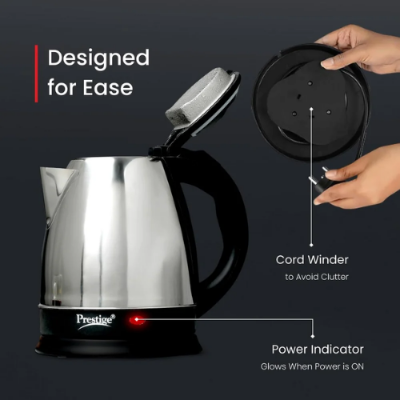 Picture of Prestige 2.0 L Stainless Steel Electric Kettle with Overheat Protection and Fast Boiling - Silver and Black -  NR Mart-2024 - Multicolor