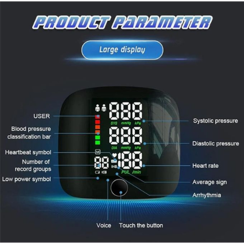 Picture of Automatic Rechargeable Digital Touch Screen Wrist type Blood-Pressure Machine - NR Mart-2024 - Multicolor