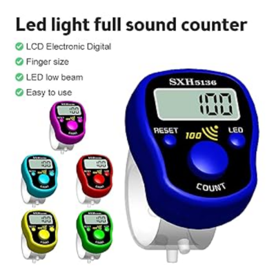 Picture of Digital Tasbeeh Counter Original Finger Tally Counter for Zikr & Prayer with LED Display - NR Mart-2024 - multicolor
