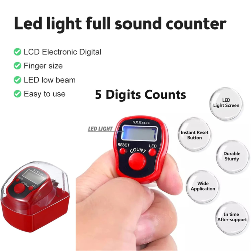 Picture of Digital Tasbeeh Counter Original Finger Tally Counter for Zikr & Prayer with LED Display - NR Mart-2024 - multicolor