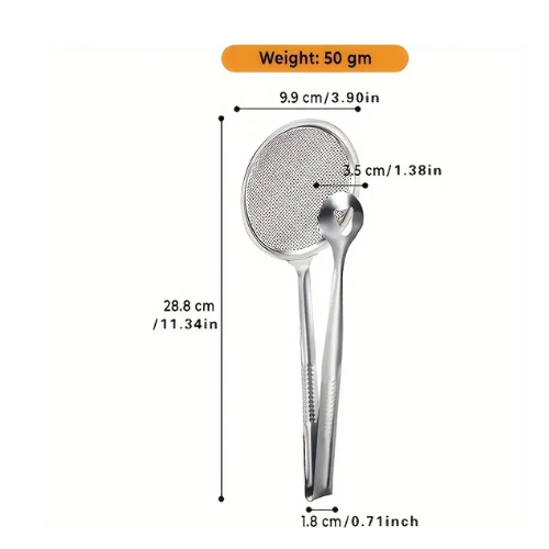 Picture of Multi-Functional Stainless Steel Filter Spoon with Clip – Oil/Frying & BBQ Strainer, Kitchen Tool (1 Pc) - NR Mart-2024 - Multicolor