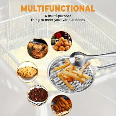 Picture of Multi-Functional Stainless Steel Filter Spoon with Clip – Oil/Frying & BBQ Strainer, Kitchen Tool (1 Pc) - NR Mart-2024 - Multicolor