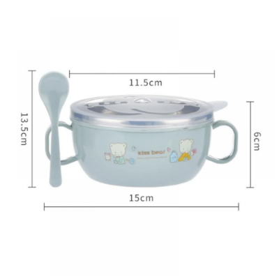 Picture of Smart Stainless Steel Cartoon Bowl with Handles and Spoon Baby-Random Color - NR Mart-2024 - Multicolor
