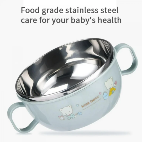 Picture of Smart Stainless Steel Cartoon Bowl with Handles and Spoon Baby-Random Color - NR Mart-2024 - Multicolor