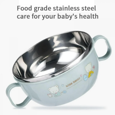 Picture of Smart Stainless Steel Cartoon Bowl with Handles and Spoon Baby-Random Color - NR Mart-2024 - Multicolor
