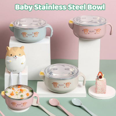 Picture of Smart Stainless Steel Cartoon Bowl with Handles and Spoon Baby-Random Color - NR Mart-2024 - Multicolor