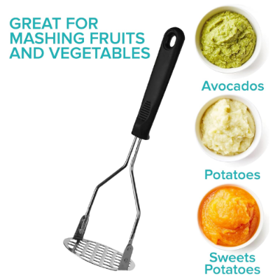 Picture of Stainless Steel Potato Masher – Long Handle Press for Smooth Alu Vorta & Veggie Mashing - NR Mart-2024 - Multicolor