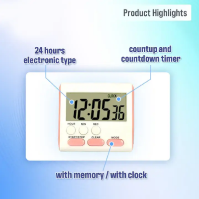 Picture of Kitchen Clock English 24-hour Electronic Timer Digital Reminder Alarm Clocks Cooking Countdown Timer LCD Multifunction Home -  NR Mart-2024 - Multicolor