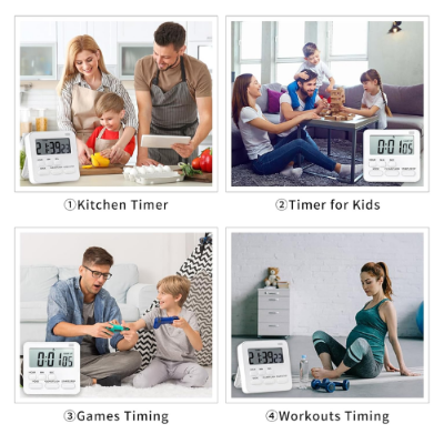 Picture of Kitchen Clock English 24-hour Electronic Timer Digital Reminder Alarm Clocks Cooking Countdown Timer LCD Multifunction Home -  NR Mart-2024 - Multicolor