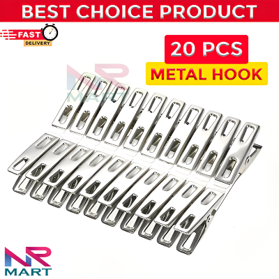 Picture of Stainless Steel Clips - 20-Pcs for Drying Hanger Rack (Silver Cloth Clips) - NR Mart-2024 - Multicolor
