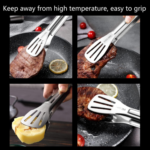 Picture of Stainless Steel Food Serving Tong – 25 cm Turner & Roti Chimta, Kitchen Tongs - NR Mart-2024 - Multicolor