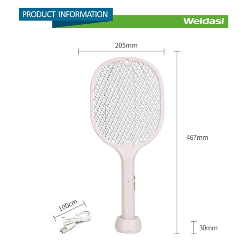 Picture of Weidasi WD-959 Mosquito Bat Rechargeable with Lure Light Insect bugs Lamp Stand Holder USB Charging Cable Included Electric Swatter Lithium Ion Battery WD 959 Mosquito Bat - NR Mart-2024 - Multicolor