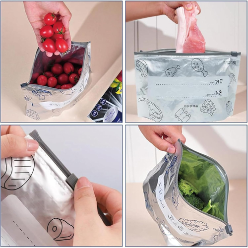 Picture of Aluminum Foil Food Bag Reusable Fresh-keeping Zip Lock Freezer Bag -  NR Mart-2024