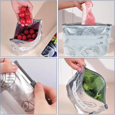 Picture of Aluminum Foil Food Bag Reusable Fresh-keeping Zip Lock Freezer Bag -  NR Mart-2024
