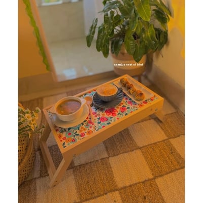 Picture of Wooden Foldable Table Brown (NFloral Surface}