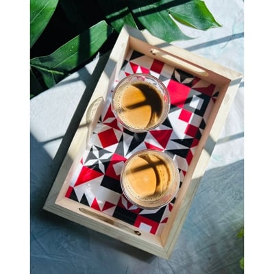 Picture of WOODEN SERVING  TRAY MANDALA