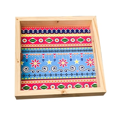Picture of  WOODEN  SARVING TRAY SQURE MANDALA