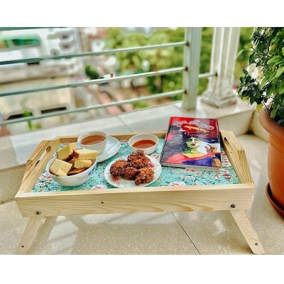 Picture of WOODEN BED TRAY TABLE FLORAL
