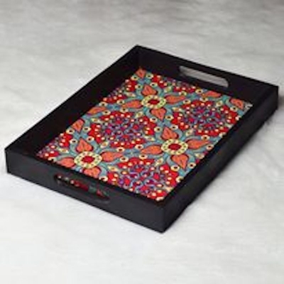 Picture of WOODEN SERVING TRAY RETANGULAR BLACK EDITION