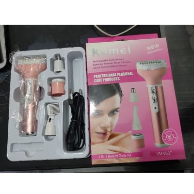 Picture of Kemei KM- 6637 4 in 1 Rechargeable Women Body, Eyebrow and Nose Hair Removal Trimmer