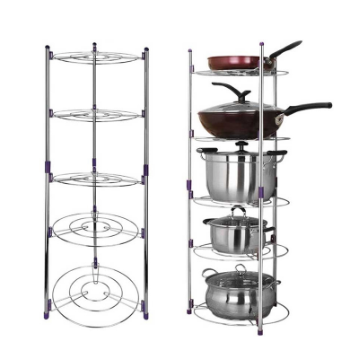Picture of 5 Layer Rack Adjustable Super Pot Stand Organizer Kitchen Rack Stainless Steel-Multicolor
