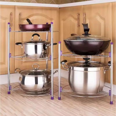 Picture of 5 Layer Rack Adjustable Super Pot Stand Organizer Kitchen Rack Stainless Steel-Multicolor