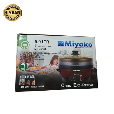 Picture of Miyako 5 Liter Multi Cooker MC-580T with Heat Controller including 3 pots 3 lids 1500W Big Power Red Multi Cooker Functional Electric Multi Rice Cooker Multicolor