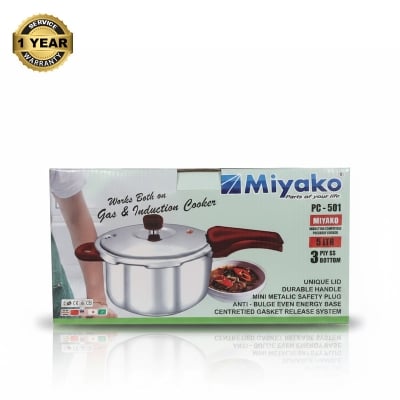 Picture of MIYAKO 5 Liter Stainless Steel Pressure Cooker PC-501 INDUCTION BOTTOM Multicolor