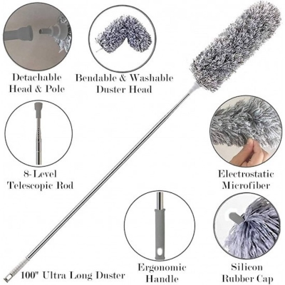 Picture of Flexible Duster for Fan Cleaning, Mop with Long Rod | Fan Cleaner Brush with Long Rod-Multicolor