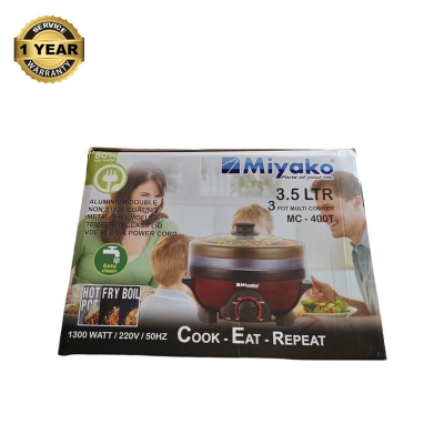 Picture of Miyako 3.5 Liter Multi Cooker MC-400T with Heat Controller including 3 pots 3 lids 1300W Big Power Red Multi Cooker Functional Electric Multi Rice Cooker Multicolor