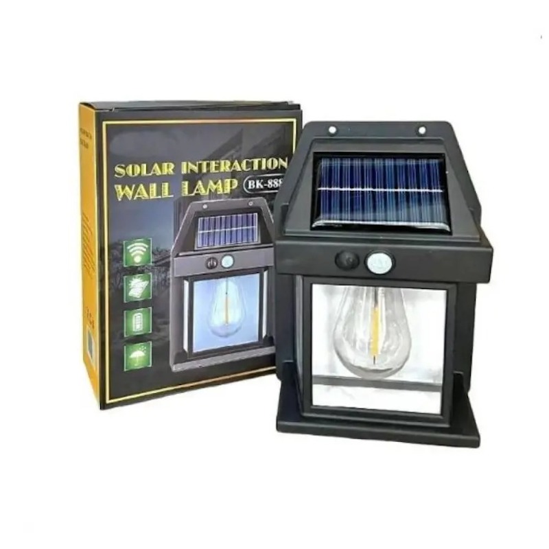 Picture of Solar Wall Lamp, Solar Tungsten Wall Light, Motion Sensor Wall Lights, Solar Tungsten Wall Light Motion Sensor LED Wall Sconce IP65 Waterproof Solar Security Light-Black