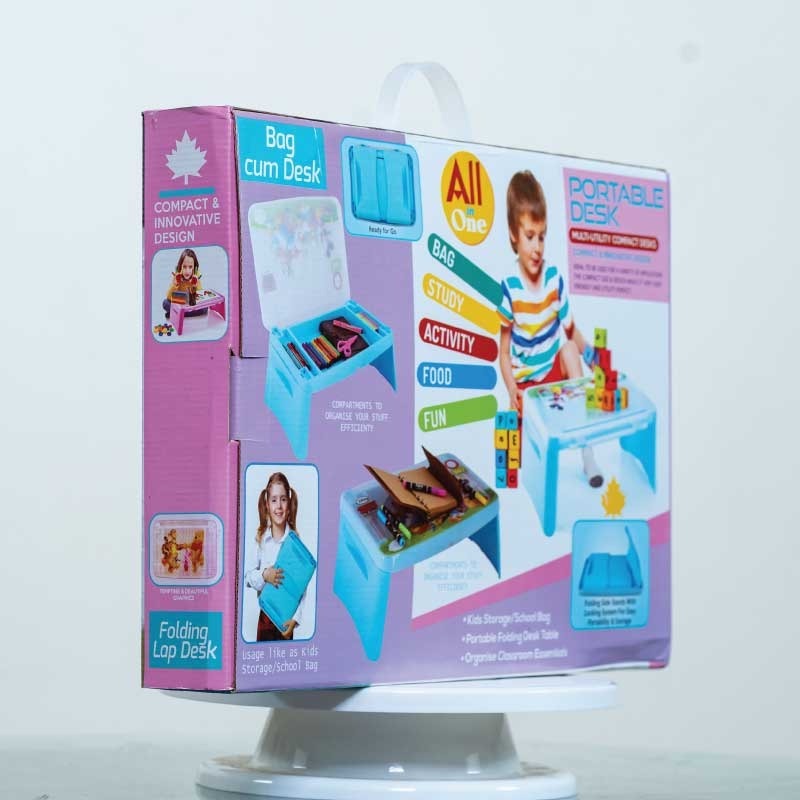Picture of Folding Baby Study Desk with Storage Portable Study - Laptop Table-Blue, Pink