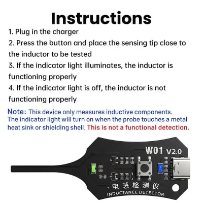 Picture of Motherboard Coil Tester Inductor Detector Tool for PC Repair Electromagnetic Induction Quick Fault Check Multicolor similar RELIFE XA5 OSW-01 