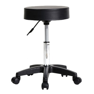 Picture of PU Leather Round Stool Plastic Arch Feet Rotation Bar Stool Black (Black)
