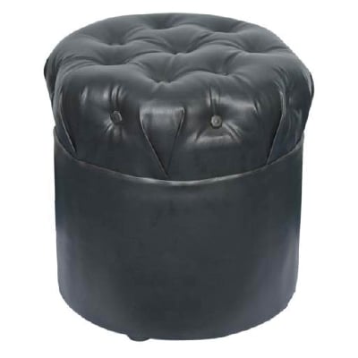 Picture of Luxury Artificial Leather Low Stool, Filled with Elastic Foam For Living Room,Bedroom,Dressing Table,Clothing Store - Round Shape (Black)
