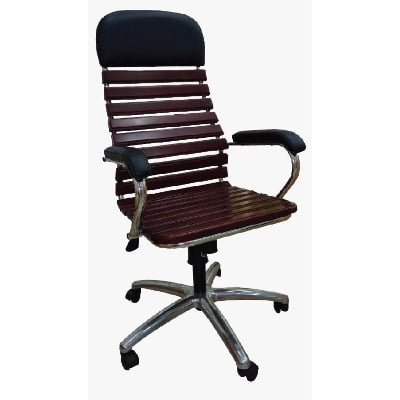 Picture of High Quality Wooden & SS Presidential Revolving Chair - Chocolate (Black)