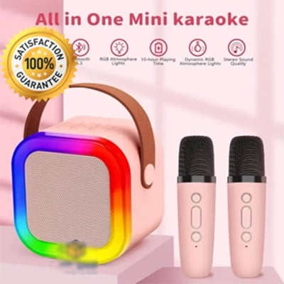 Picture of D Shop K12 Karaoke Machine Portable 5.3 Bluetooth Speaker System with 2 Wireless Microphones for Home Family Singing Children's Gifts Multicolor 