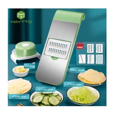 Picture of Bix Super Shop Vegetable Slicer Cutter Grater Chopper Food Slicer Dicer Hand Guard Set Kitchen Manual Slicer Kitchen Tool Accessories Stainless Steel Rust-Free Blades with 5 Removable Blades and Storage Box-Graters, Peelers & Slicers Multicolor 