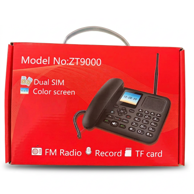 Picture of DLNA ZT9000 Dual Sim Land Phone With Color Display FM Radio Black 