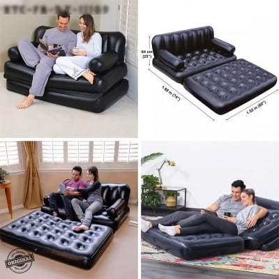 Picture of ouble 5 in 1 Multifunctional Couch Inflatable Air Sofa Bed Black 