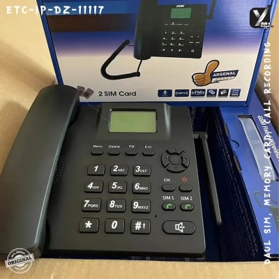 Picture of DDK995+ GSM Desk TelePhone – Dual SIM, LCD Display, SMS, FM Radio Wireless Home & Office Communication Black 
