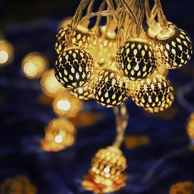 Picture of Golden Metal Ball Fairy Light, Metal Ball String Light - Fairy lights 20pcs string lights Party Wedding Decoration Gold 