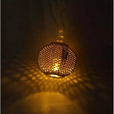 Picture of Golden Metal Ball/MOROCCAL Ball Fairy Light, Metal Ball String Light - Fairy lights 20pcs string lights Party Wedding Decoration-MHN Gold 