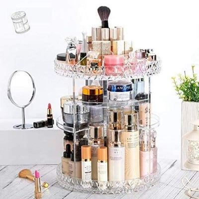 Picture of 360 Rotating Makeup Organizer, Adjustable Cosmetic Storage Display Case with 8 Layers, Large Capacity Cosmetic Shelf Multicolor 