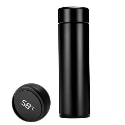 Picture of Smart Water Bottle LED Touch Display Temperature Vacuum Flasks Drinkware for tea, coffee, hot water bottle travel mug Thermos Flask - Black - 500ml