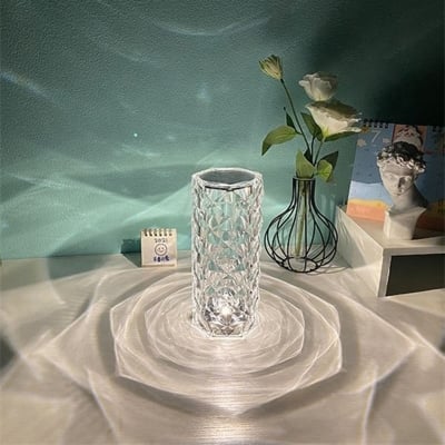 Picture of Usb Rechargeable RGB 16 Color Crystal Rose Diamond Table Lamp Acrylic Table Lamp for Living Room Bedroom with Remote Multicolor 