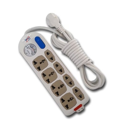 Picture of Safe Touch ST-0455 , (6Feet Cable ) 8Port Multiplug Heavy Duty White 