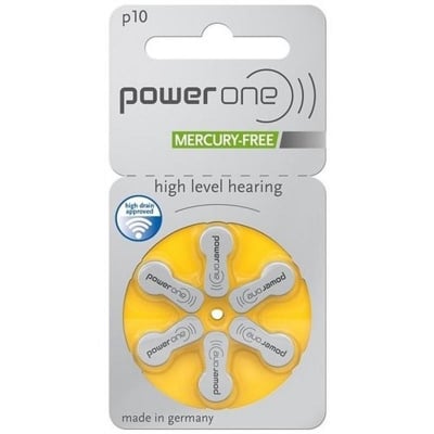 Picture of Battery 10 PowerOne p10 Zinc Air Hearing Aid Batteries (Yellow) Multicolor 